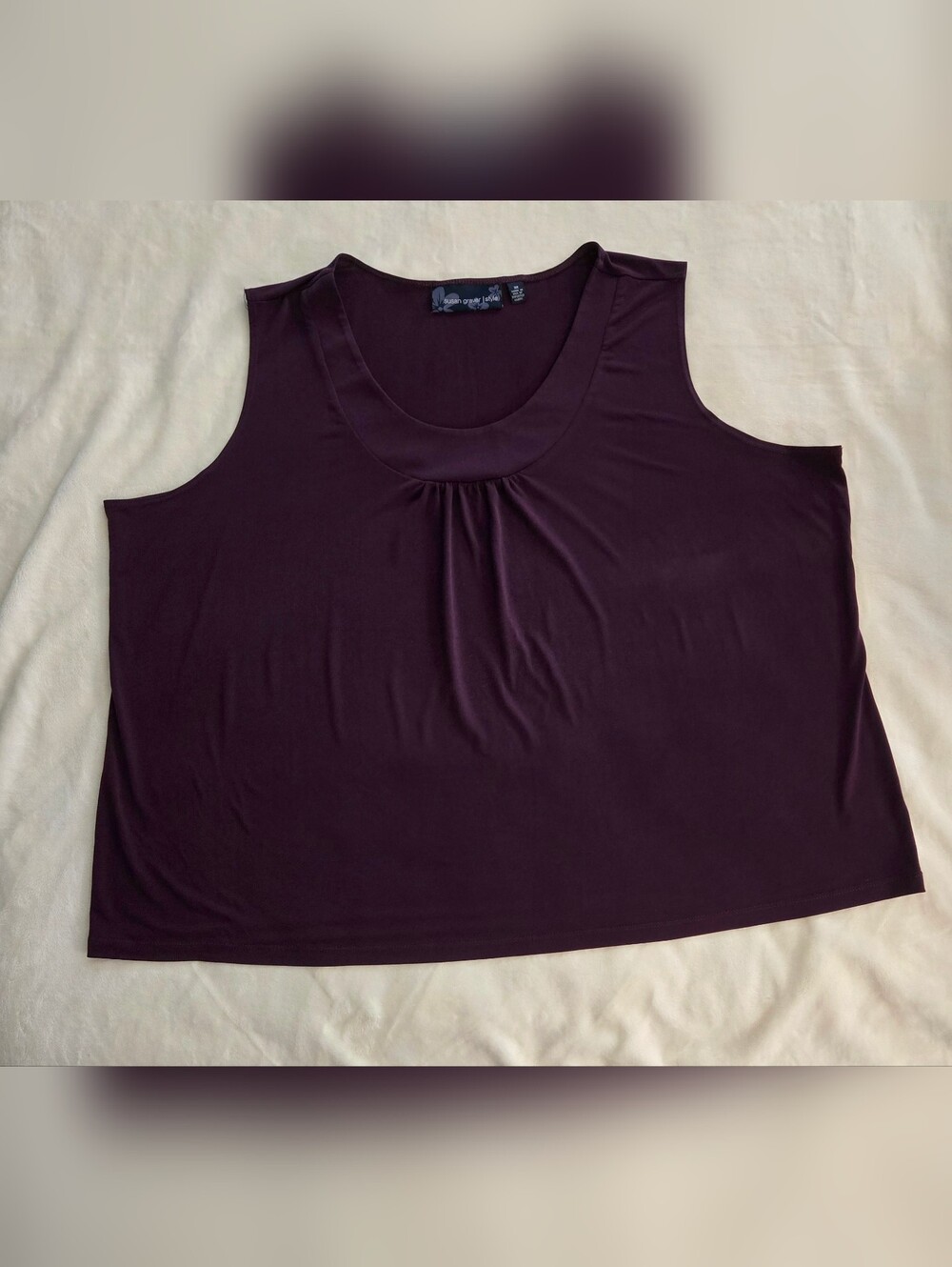 Susan Graver Women's Plum Sleeveless Scoop Neck Tank
